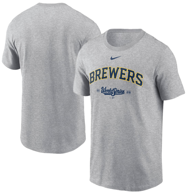 Men's Gray Milwaukee Brewers Heather 2026 World Series T-Shirt